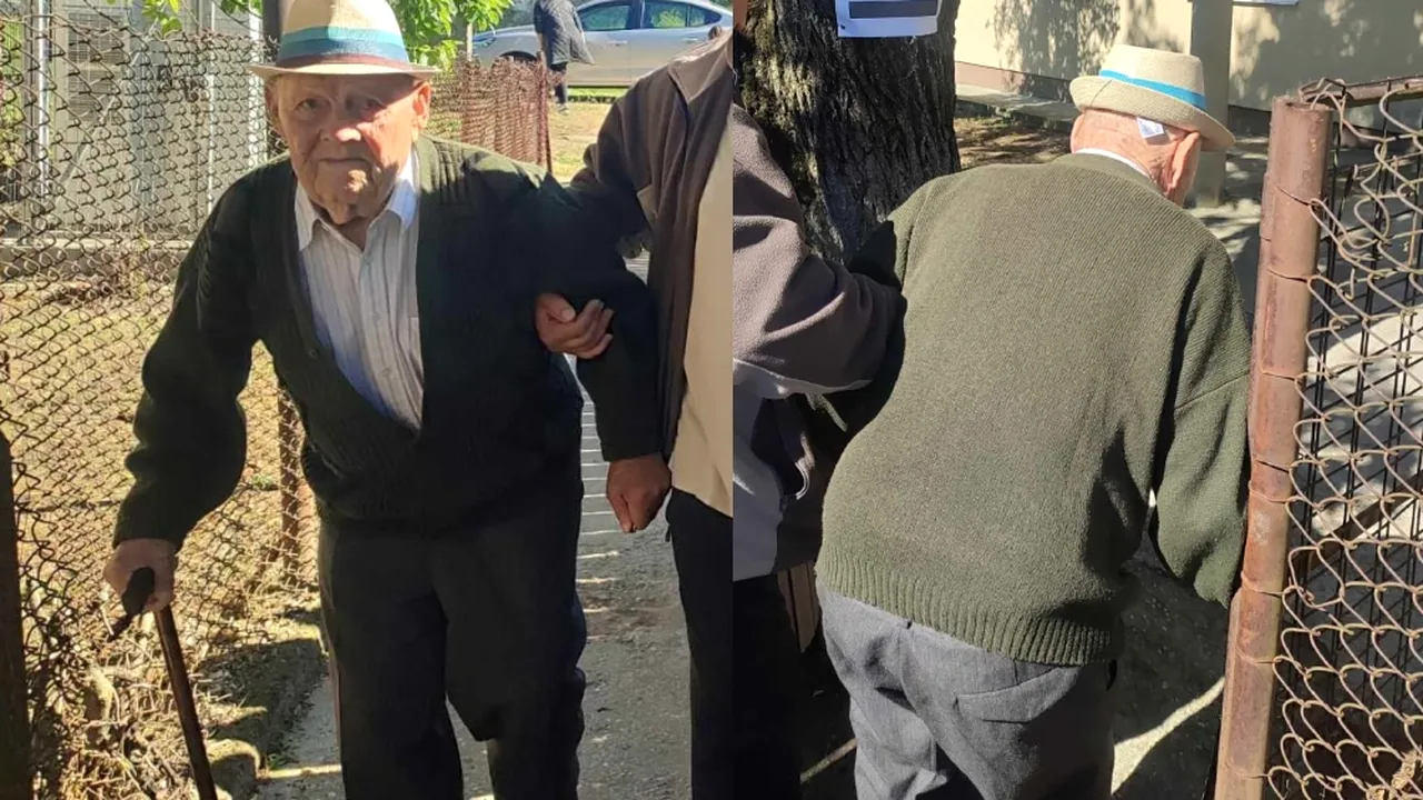 Un bătrân în vârstă de 105 ANI a mers vot, în baston: 