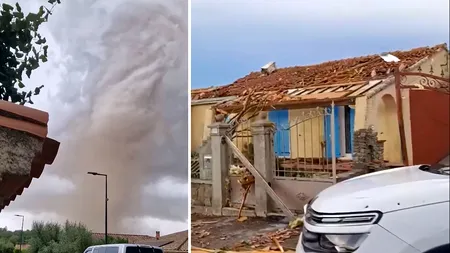 O tornadă violentă a măturat sudul Franței: 41 de răniți, sute de case au fost distruse. O gravidă, scoasă din dărâmături