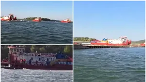 Operațiunea de scufundare a barjelor în Dunăre a fost finalizată după 7 ore. Apele Române anunță când vor fi simțite efectele