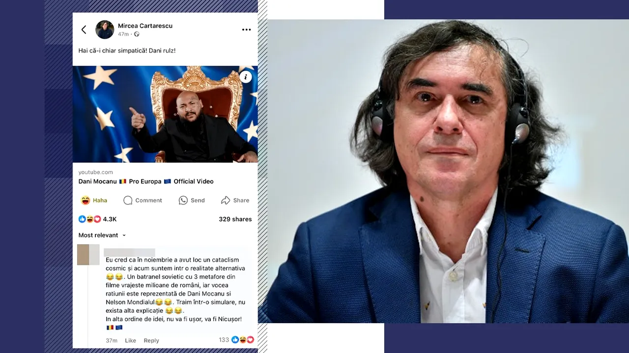 Dani Mocanu, după ce Mircea Cărtărescu i-a distribuit maneaua: „Mințile strălucite gândesc la fel. Sunt onorat”