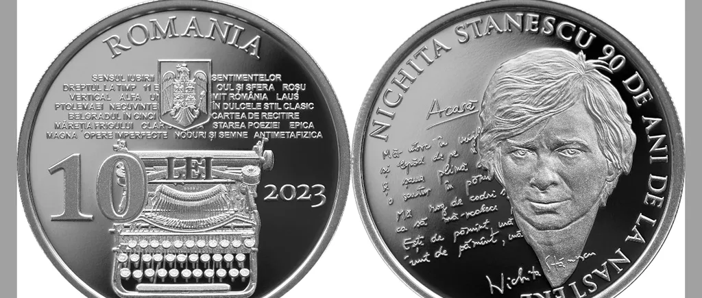 BNR lansează o monedă din ARGINT cu tema 90 de ani de la nașterea lui Nichita Stănescu / Prețul cu care se va vinde