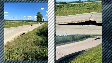 Incredibil! Canicula face RAVAGII în Gorj. Plăcile de beton ale unei șosele din județ au flambat ca biscuiții