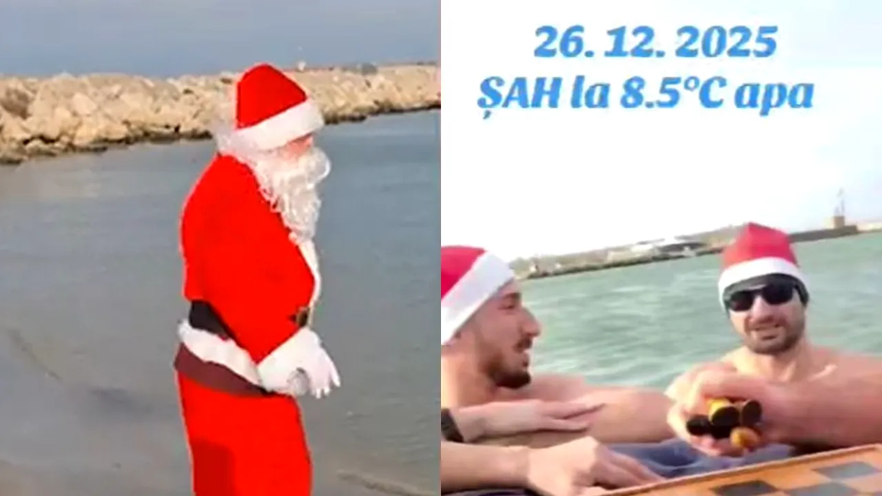 Imaginile zilei, pe litoral: Patru bărbați au jucat șah în mare, la o temperatură a apei de doar 8,5 grade C, în a doua zi de Crăciun: „A fost remiză”