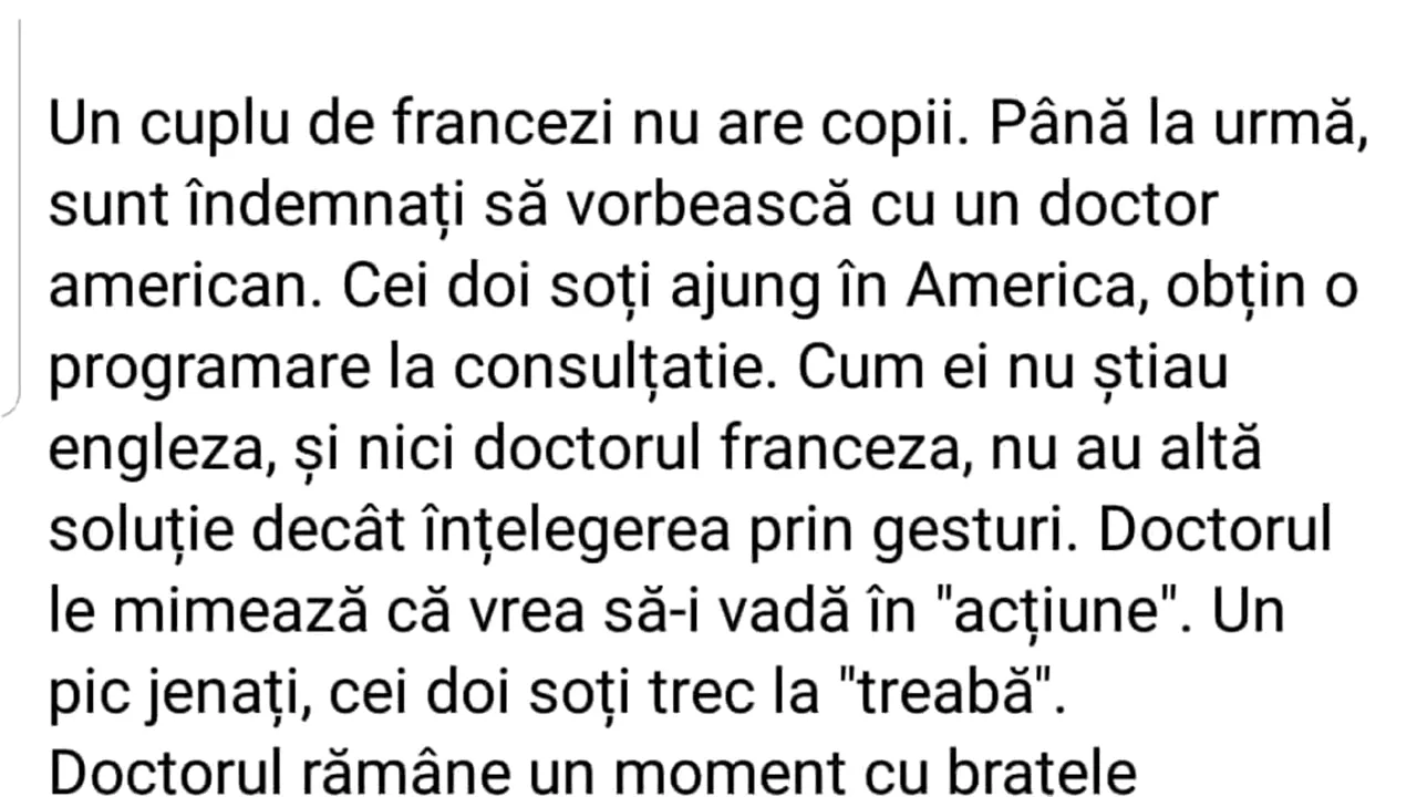 Bancul de vineri | Un cuplu de francezi nu are copii