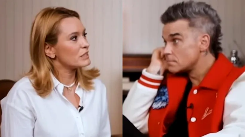 Robbie Williams, mesaj INEDIT pentru Andreea Esca în timpul unui interviu: „Eu îi spun fiicei tale să te ierte și tu îi spui soției mele să mă ierte”