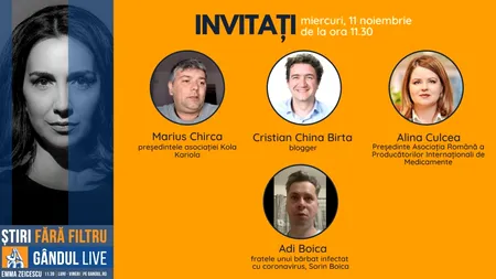Marius Chirca, președintele Asociației Kola Kariola, se află printre invitații Emmei Zeicescu la ediția GÂNDUL LIVE de miercuri, 11 noiembrie 2020, de la ora 11.30
