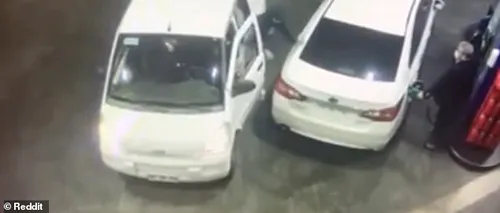 Cum a scăpat un bărbat, care își alimenta mașina, de niște presupuși hoți. Imaginile au fost surprinse în Chile - FOTO/VIDEO