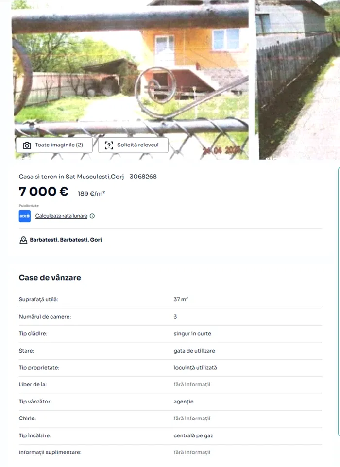 Localitatea din România în care o casă costă doar 7.000€ acum, în februarie 2026. Se vinde cu teren de 322 mp
