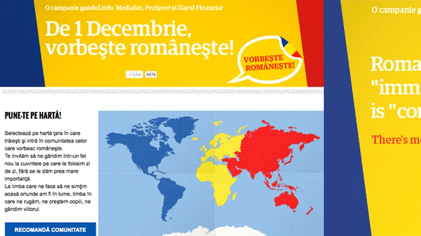 VORBEȘTE ROMÂNEȘTE. Gândul lansează site-ul comunităților celor care vorbesc românește. Descarcă afișele campaniei și PROPUNE TEXTE DIN LITERATURA ROMÂNĂ care merită cunoscute în întreaga lume