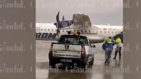 Incident fără precedent pe aeroportul din Oradea. Un avion plin cu pasageri risca să fie răsturnat în timpul unei furtuni cu vânt de 120 km/h