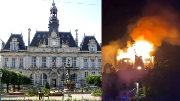Primăria orașului Limoges din Franța, o clădire istorică din 1883, a fost distrusă în urma unui incendiu declanșat de protestatari