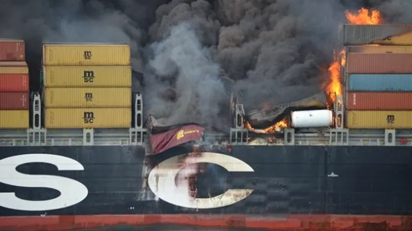 Nava Flaminia, distrusă parțial într-un incendiu, a acostat în Portul Constanța