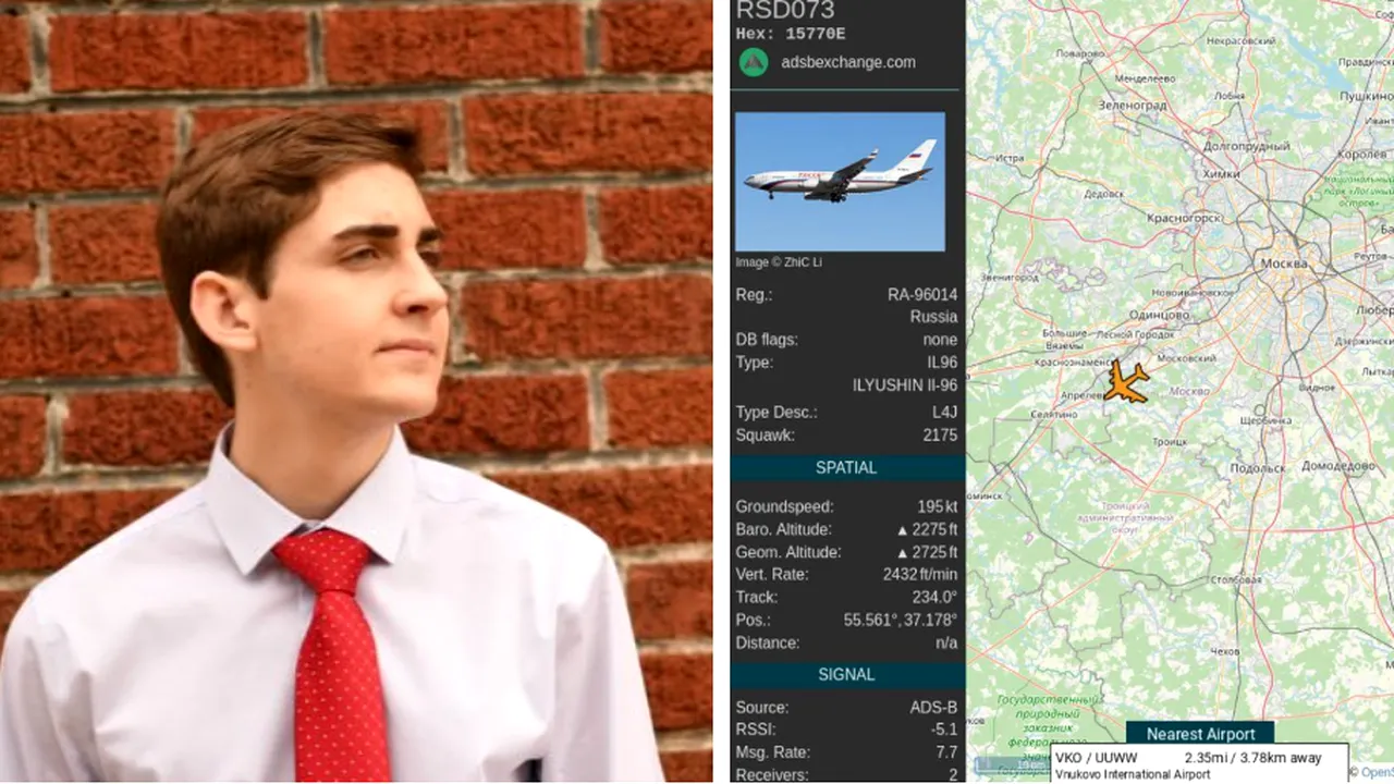 FOTO| „Avioanele lor sunt absolut nebunești, uriașe”. Adolescentul care monitoriza avionul lui Elon Musk urmărește oligarhii ruși