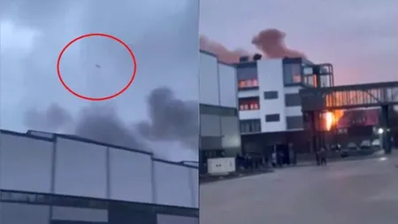 FOTO| Momentul în care Rusia bombardează baza militară de lângă orașul ucrainean, situat la peste 100 km de Sighetu Marmației