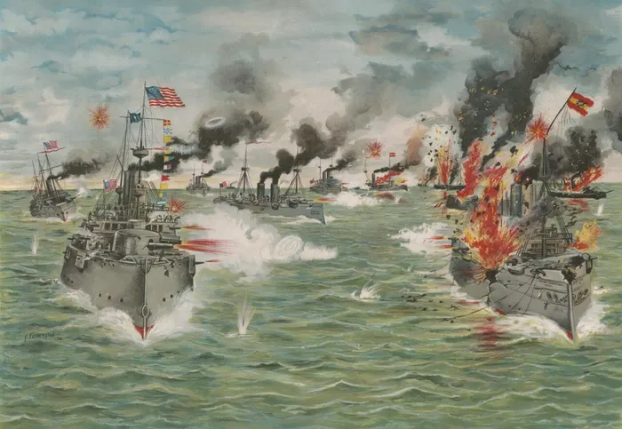 Flota americană nimicește flota spaniolă din Pacific, 1 mai 1898 - Bătălia navală din golful Manila. Sursa Foto: Profimedia 