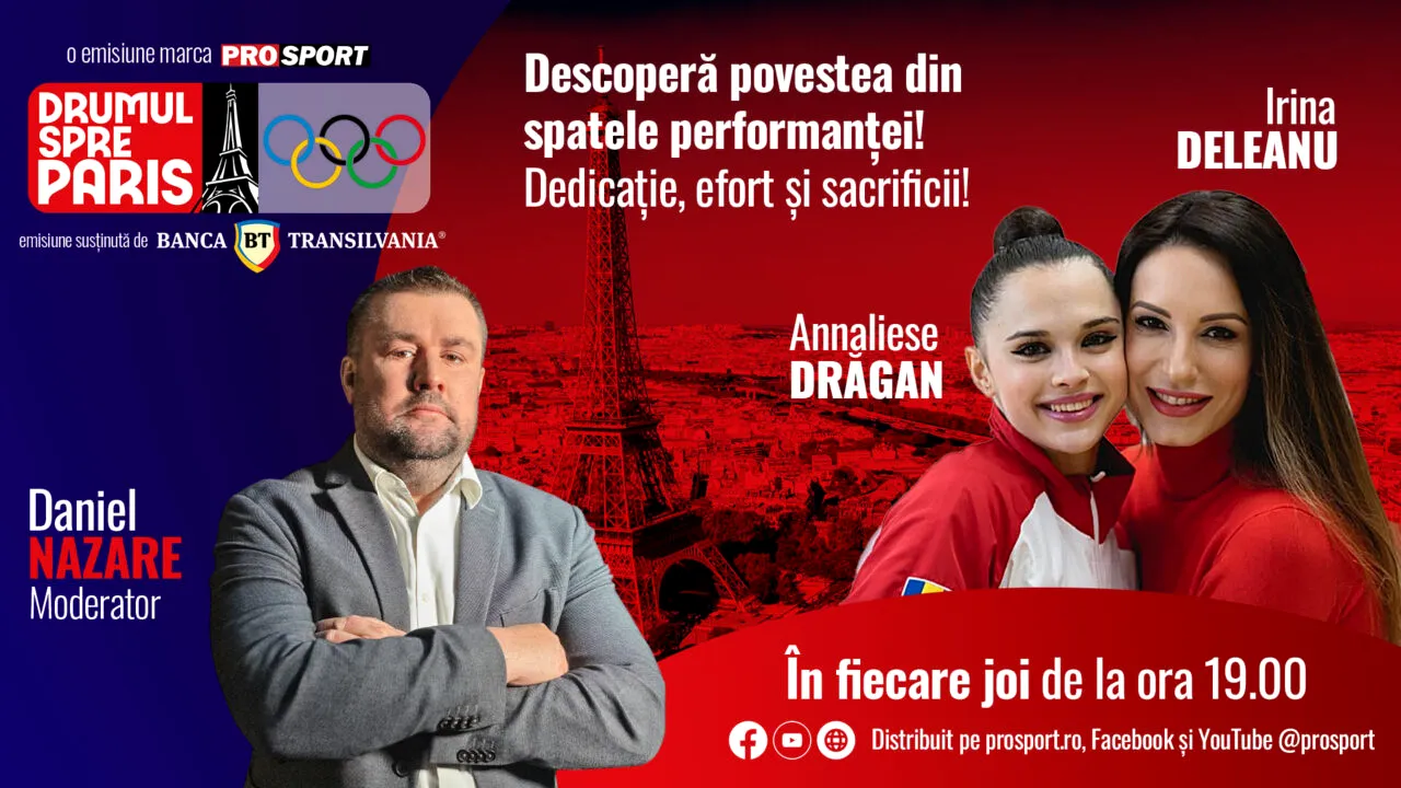 Sportiva Annaliese Drăgan și Irina Deleanu, președintele FR de Gimnastică Ritmică, sunt invitatele emisiunii Drumul spre Paris de joi, 5 octombrie