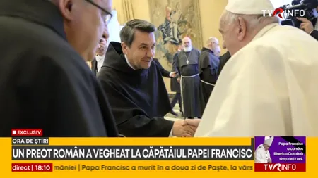 Un preot român veghează asupra catafalcului Papei Francisc: „Sfântul Părinte iubea mult România”