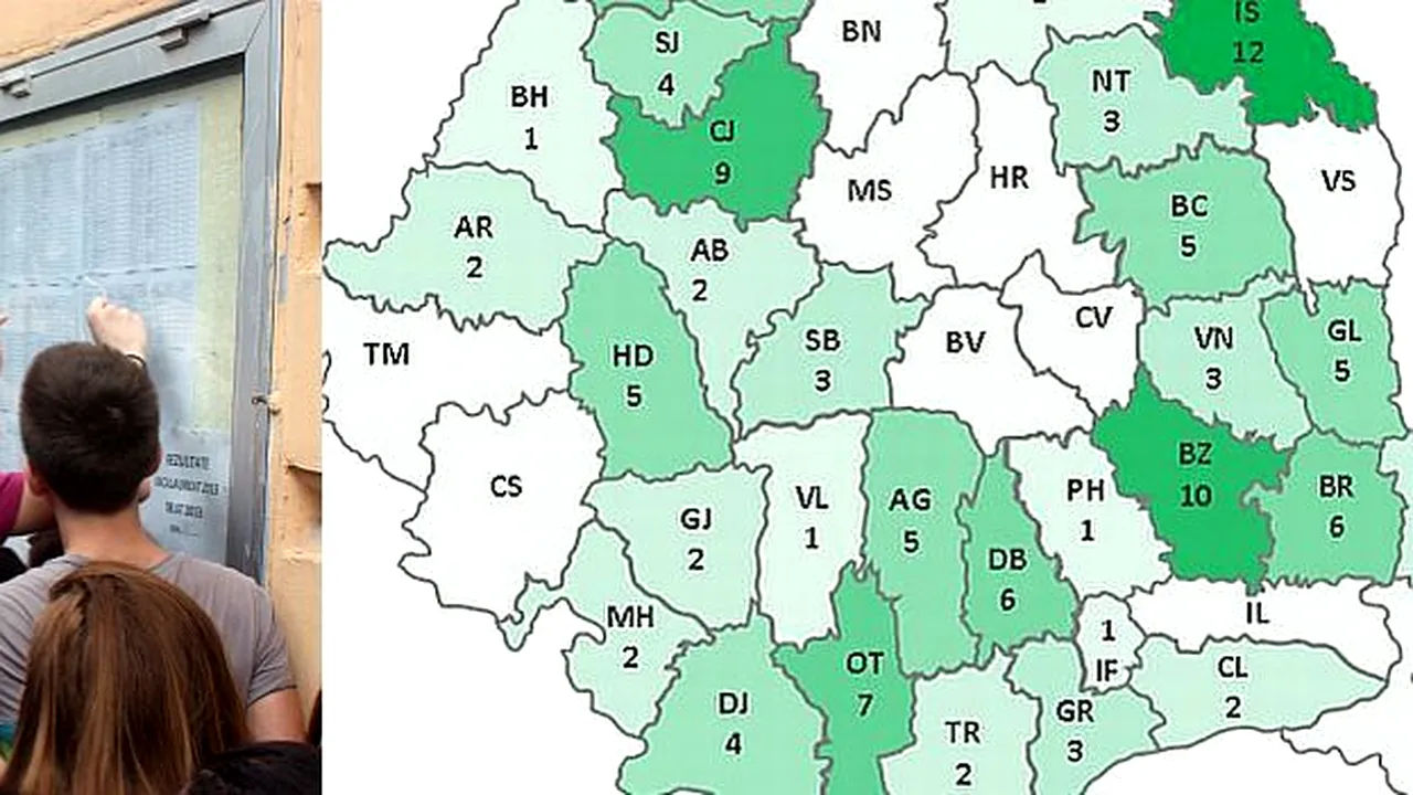 REZULTATE BAC 2013, publicate pe EDU.RO. Harta mediilor de 10. Topul liceelor cu 10 pe linie