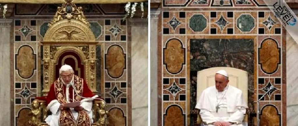 IMAGINEA ZILEI: Papa Francisc, după Papa Benedict. Câte diferențe găsiți?
