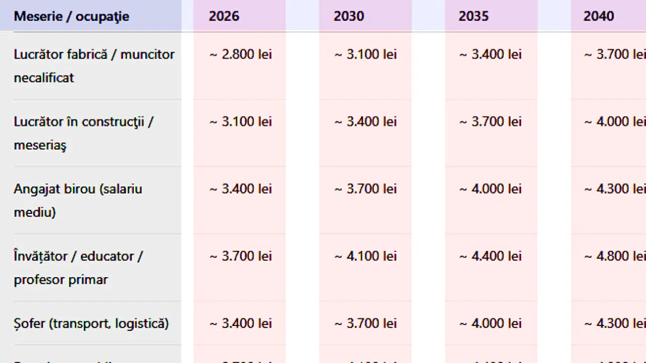 Tabel pensii în România | Ce pensie vei avea, în funcție de meseria prestată și de anul în care ieși la pensie