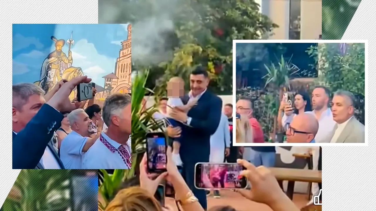 George Simion și-a sărbătorit ziua de naștere în curtea partidului, printre voievozi, artificii și în uralele membrilor AUR