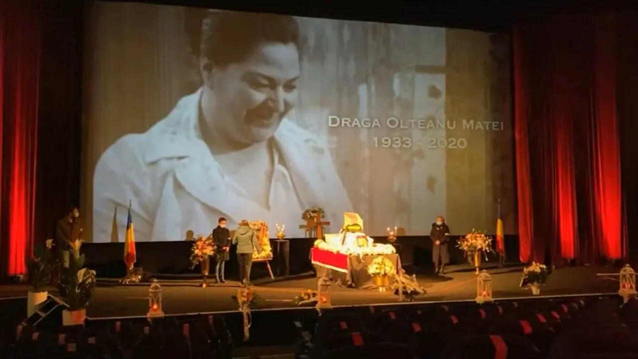 Draga Olteanu Matei, condusă pe ultimul drum. Sute de oameni și-au luat adio de la marea doamnă a teatrului românesc (VIDEO)