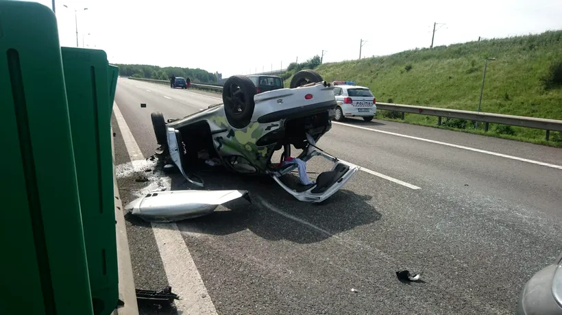 Accident mortal pe A2: O femeie a murit după ce mașina în care se afla s-a răsturnat. O altă victimă rănită grav