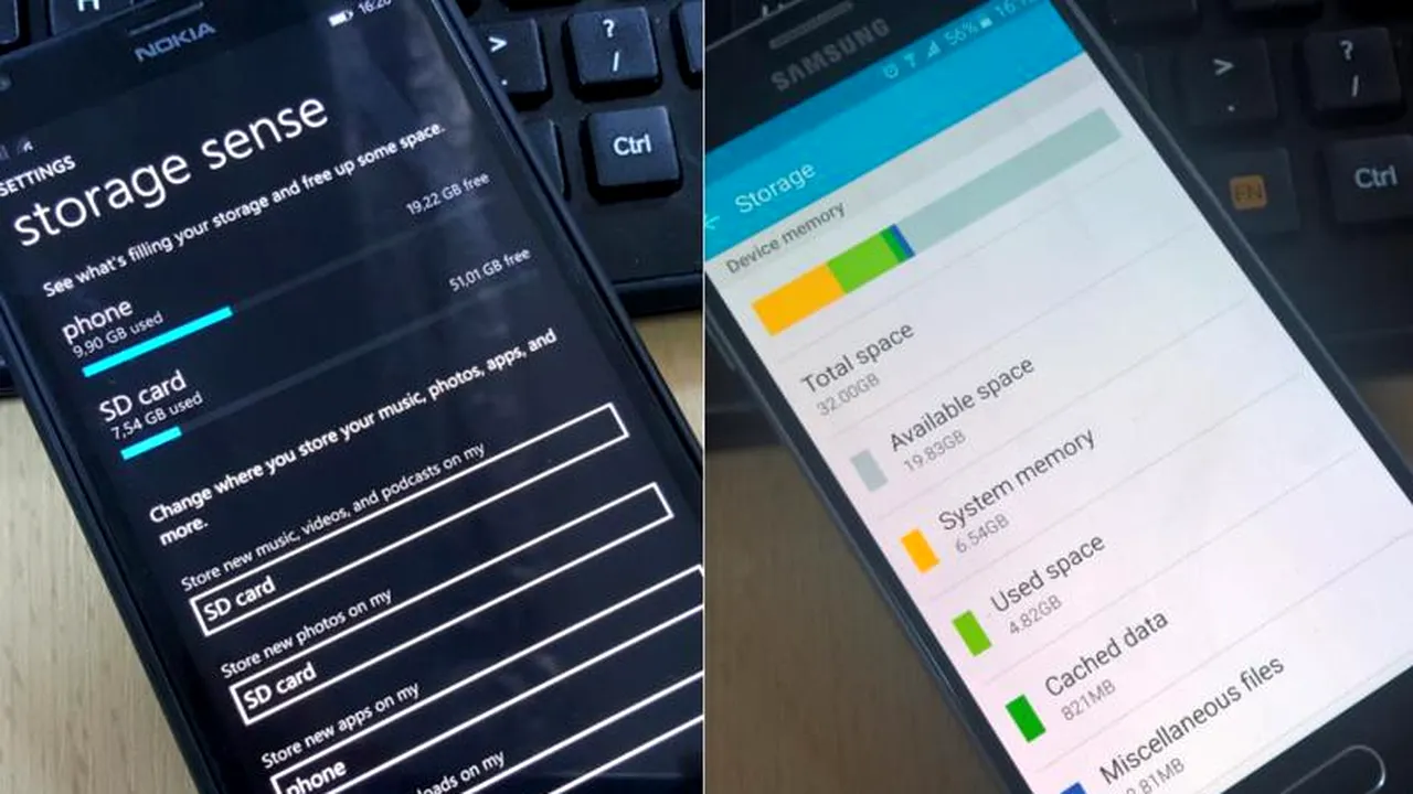 Topul smartphone-urilor cu capacitate de stocare de 32 GB care au cel mai mult spațiu liber disponibil