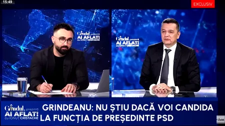 Sorin GRINDEANU, indecis cu privire la funcția de președinte al PSD: 