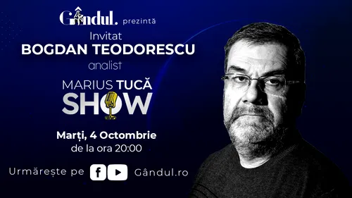 Marius Tucă Show începe marți, 4 octombrie, de la ora 20.00, live pe gândul.ro