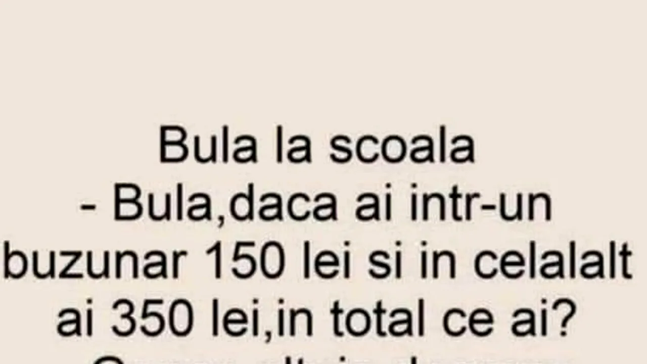 BANC | Bulă și problema de matematică
