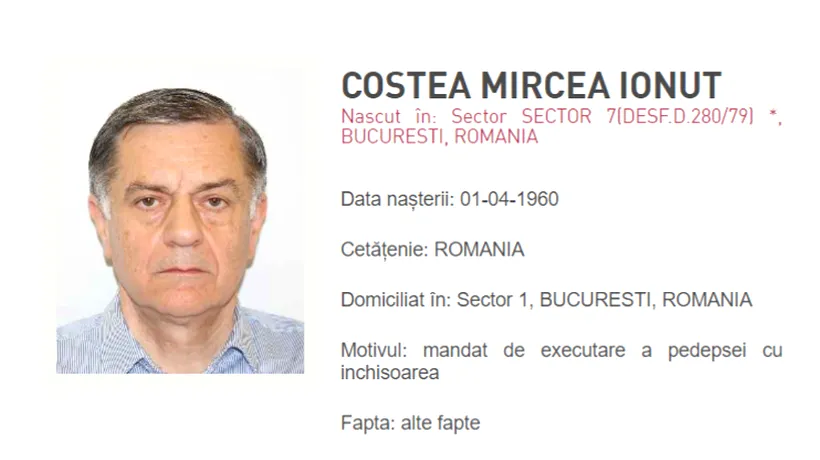 Fostul preşedinte Eximbank, Ionuţ Costea, dat în urmărire după ce a fost condamnat definitiv în dosarul reabilitării căii ferate Bucureşti - Constanţa