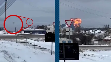 VIDEO | Un avion militar rusesc s-a prăbușit în apropierea graniței cu Ucraina. La bord se aflau zeci de prizonieri ucraineni