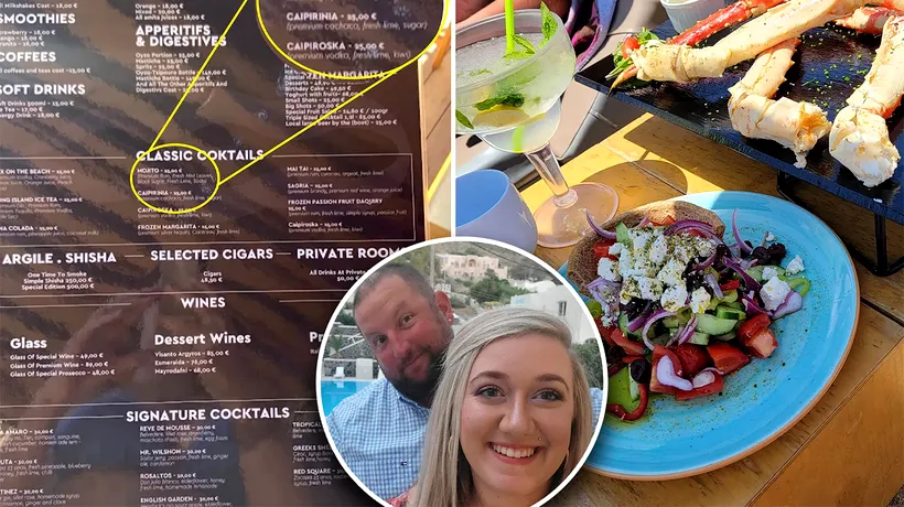 Câți bani au dat doi turiști pe 4 picioare de CRAB, o salată grecească și 2 mojito, într-un restaurant din Mykonos. Când le-a venit nota, au crezut că e vreo eroare