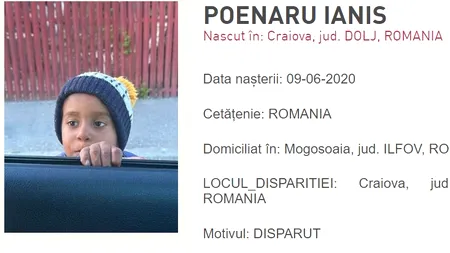Copilul de 4 ani din Craiova, dispărut din faţa casei unde se juca, a fost găsit mort / Sunt continuate cercetările
