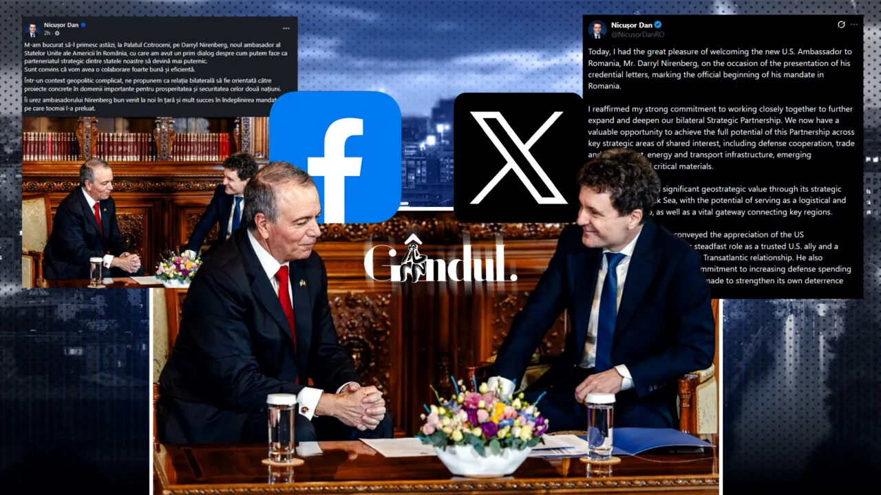 Nicușor Dan, două texte diferite pe X și pe Facebook pentru noul ambasador al SUA. Pe X, în limba engleză, președintele și-a „reafirmat angajamentul ferm pentru a întări Parteneriatul Strategic” și cooperarea în domeniul apărării. Pe Facebook, a transmis că „vom avea o colaborare foarte bună și eficientă”