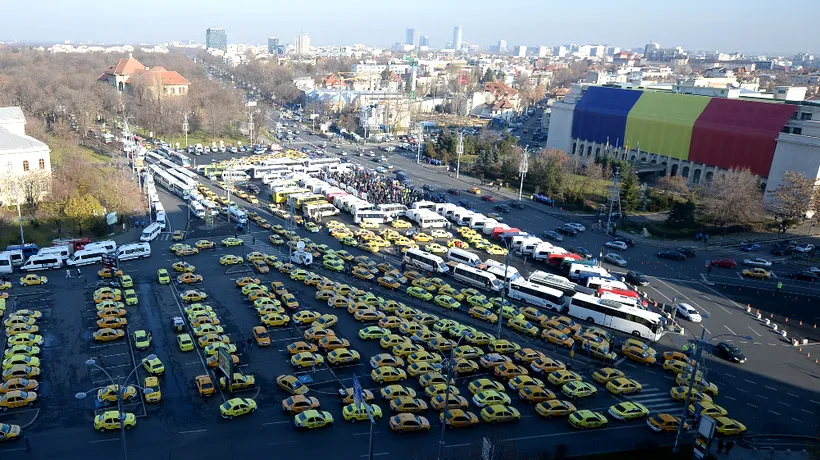 Transportatorii au protestat în București . Piața Victoriei și Șoseaua Kiseleff, BLOCATE de mii de mașini

