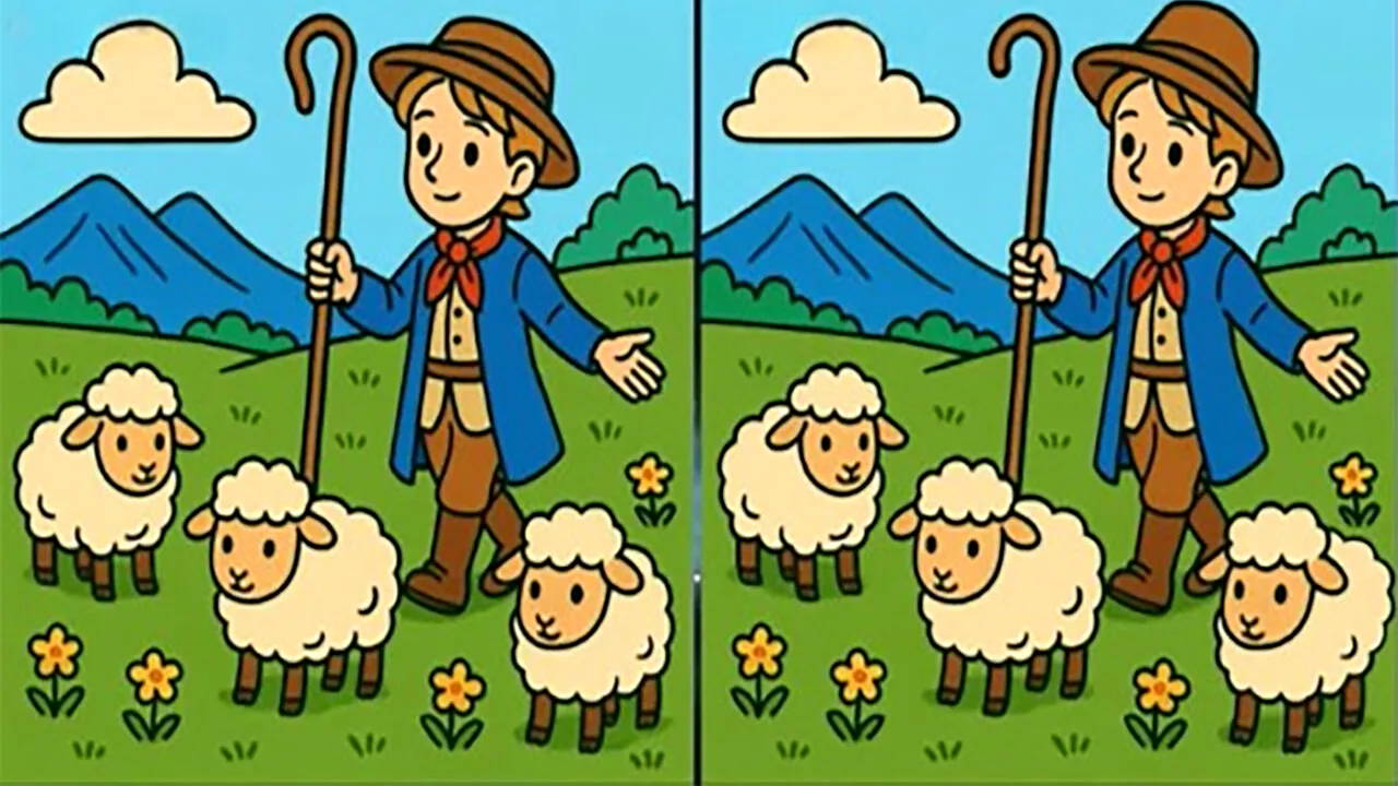 TEST de logică | Găsiți toate cele 3 diferențe între cei doi ciobănași din imagine!