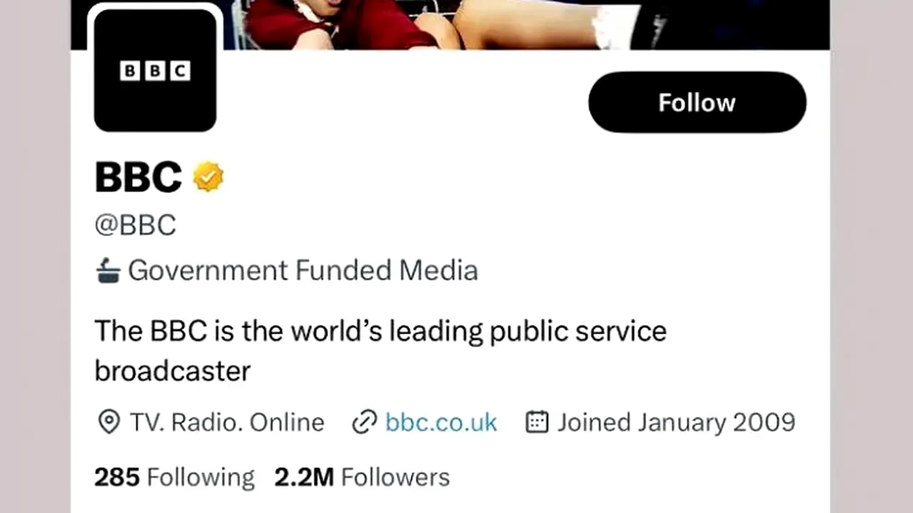 BBC nu este de acord cu faptul că Twitter a etichetat rețeaua ca „media finanțată de guvern”: „A fost întotdeauna independentă”