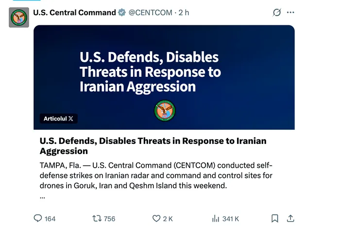 Foto: X/@CENTCOM