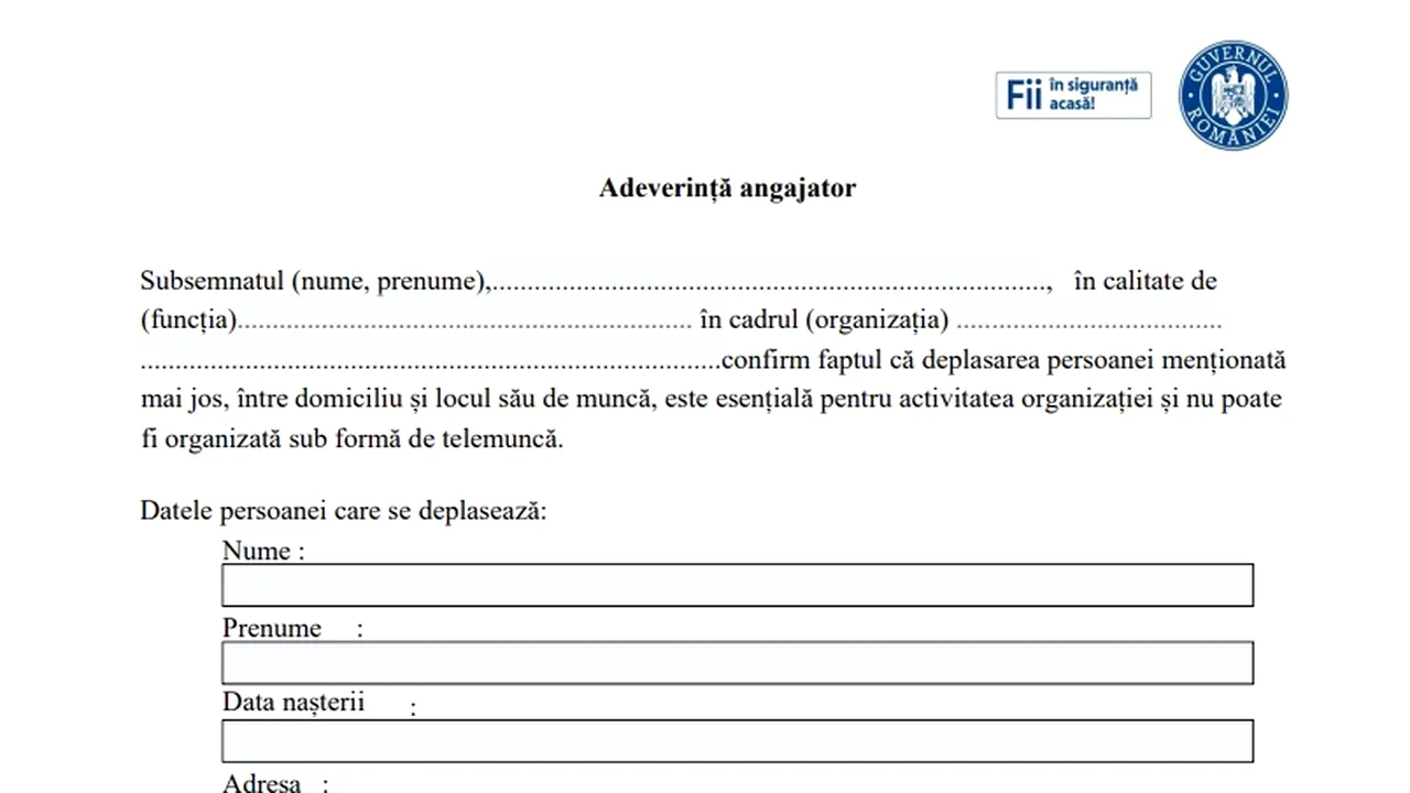 MODEL ADEVERINȚĂ de la ANGAJATOR, actualizat | Poate fi redactată integral și olograf
