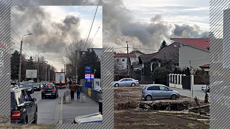VIDEO | Incendiu în Capitală, în zona Prelungirea Ghencea, la un atelier auto