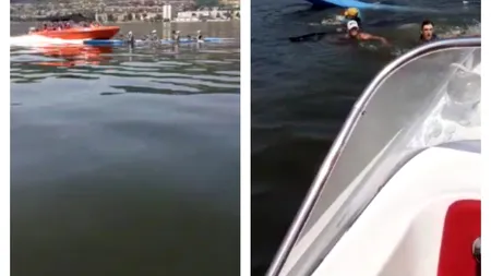 VIDEO | O șalupă a intrat într-un caiac cu patru sportivi, pe Dunăre, la Orșova. Unul dintre tineri a fost rănit ușor