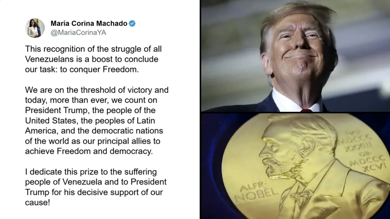 Câștigătoarea premiului Nobel pentru pace îi dedică premiul lui Donald Trump
