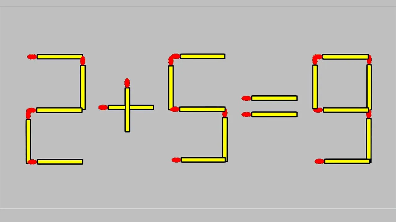 Test IQ exclusiv pentru genii | Corectați 2+5=9, mutând un singur băț de chibrit