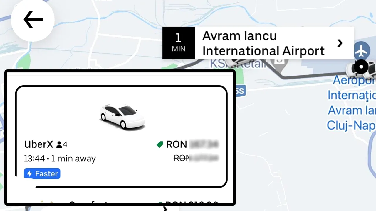 Preț aberant la Uber! Câți lei i s-a cerut unui clujean, pentru o cursă de câțiva kilometri, de la aeroport până acasă
