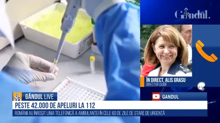 GÂNDUL LIVE. Alis Grasu, directorul Serviciului de Ambulanță București - Ilfov: Peste 42.000 de apeluri în perioada stării de urgență. A fost o perioadă grea, dar am reușit să limităm numărul cadrelor medicale infectate cu COVID-19 - VIDEO