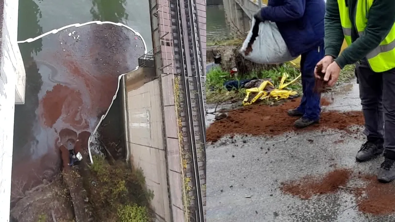Intervenție de urgență pe Dunăre, în zona viaductului Bahna. Poluare cu motorină de la microbuzul căzut în Dunăre