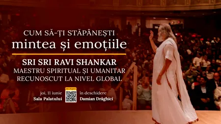 Sri Sri Ravi Shankar aduce înțelepciunea echilibrului interior la București: o seară dedicată stăpânirii minții și emoțiilor la Sala Palatului