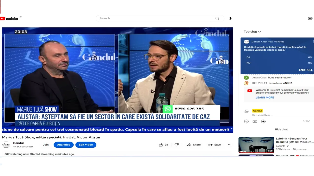 Poll Marius Tucă: „Credeți că școala ar trebui mutată în online până la trecerea valului de viroze și gripă?”